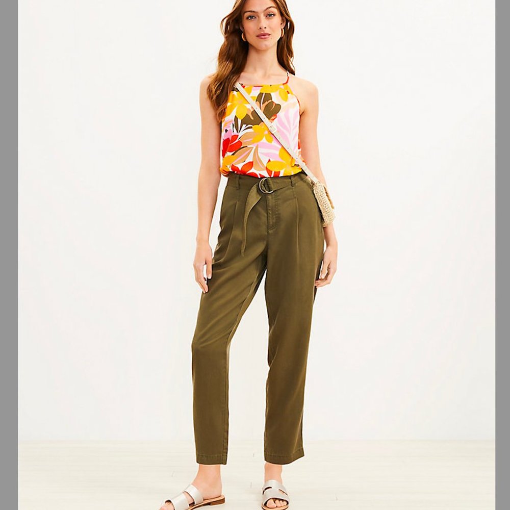 NWT LOFT Belted Emory Taper Pants